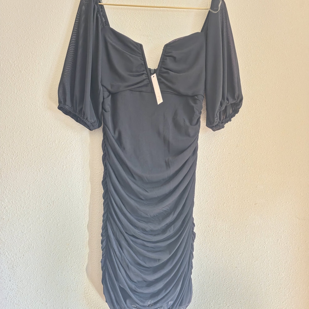 Blush Elegant Black Off-Shoulder Mini Dress